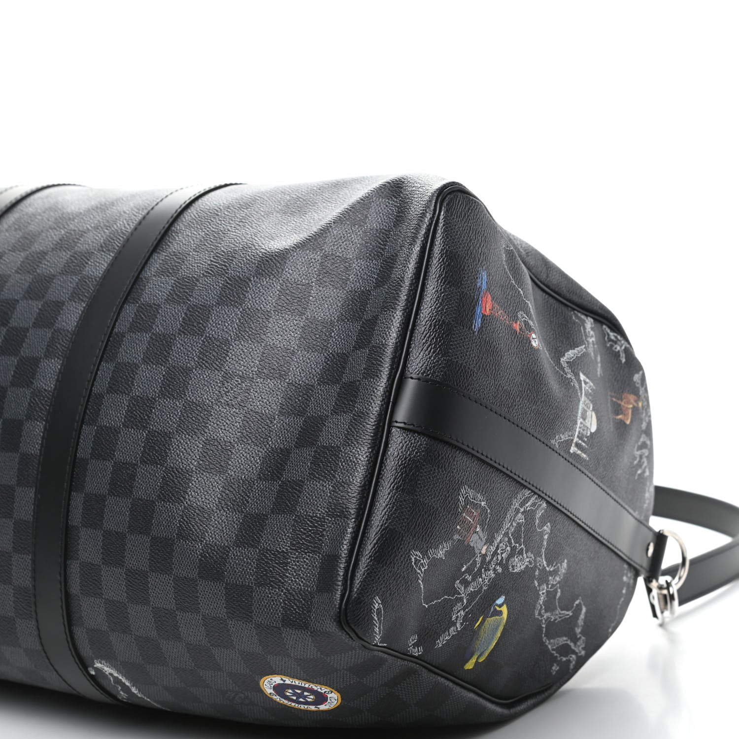 Louis Vuitton Damier Graphite World Map Keepall Bandouliere 50 7 of 7