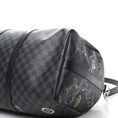 Louis Vuitton Damier Graphite World Map Keepall Bandouliere 50 7 of 7