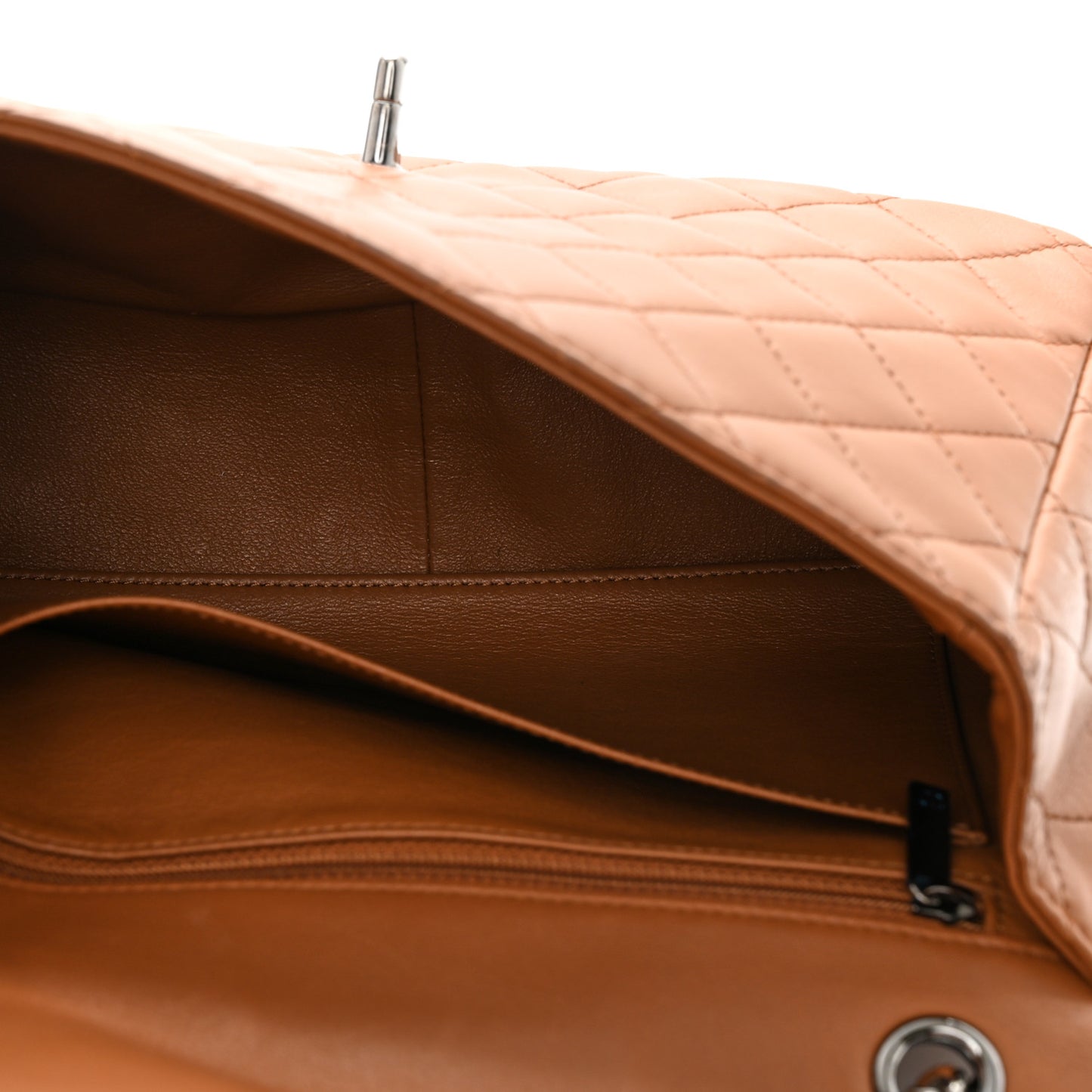 Lambskin Quilted Elementary Chic Flap Brown