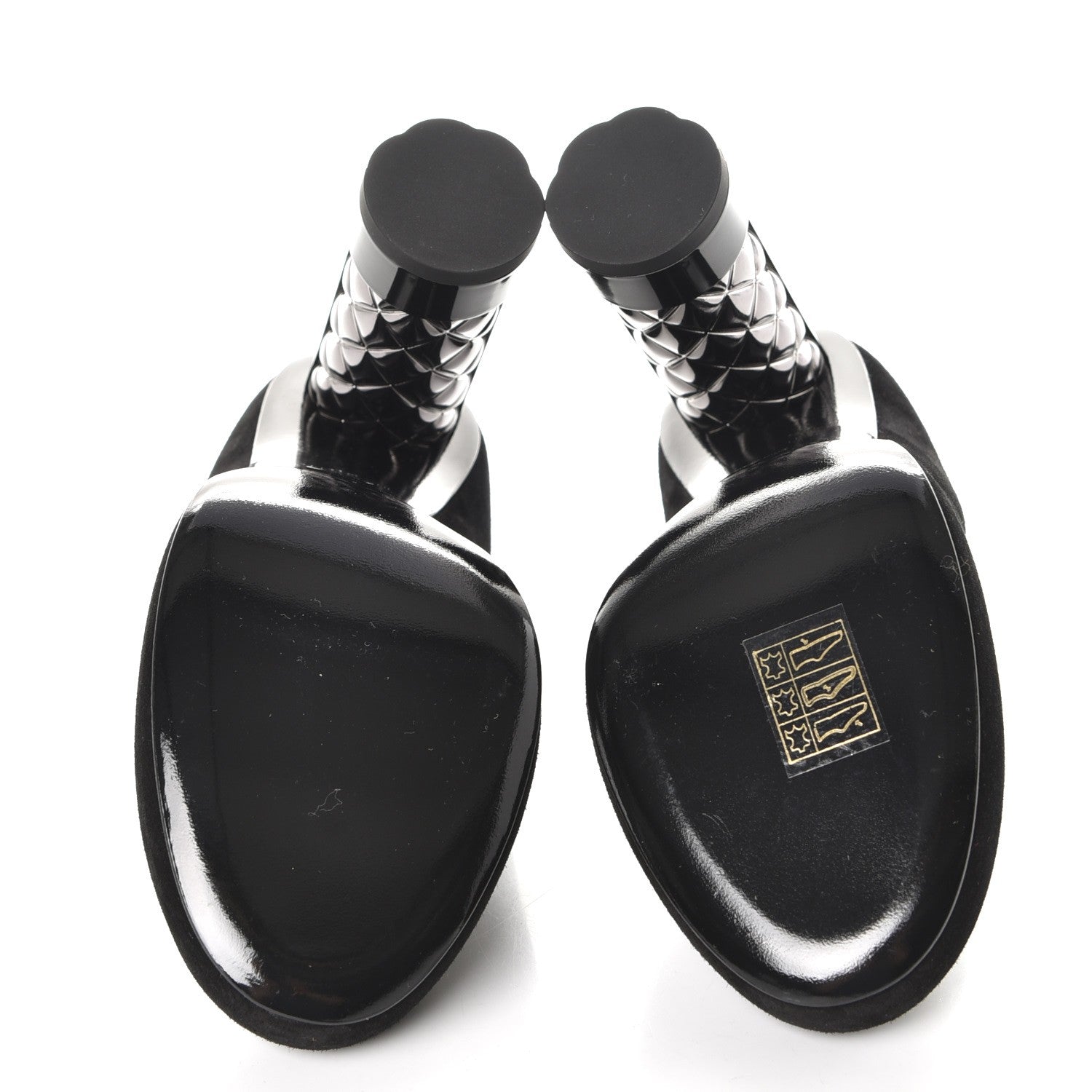 Chanel Suede Calfskin CC Pumps 36 Black 5 of 10