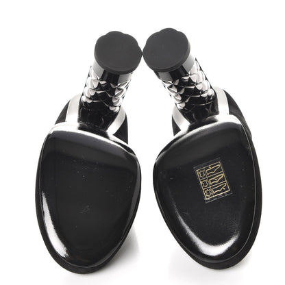 Chanel Suede Calfskin CC Pumps 36 Black 5 of 10