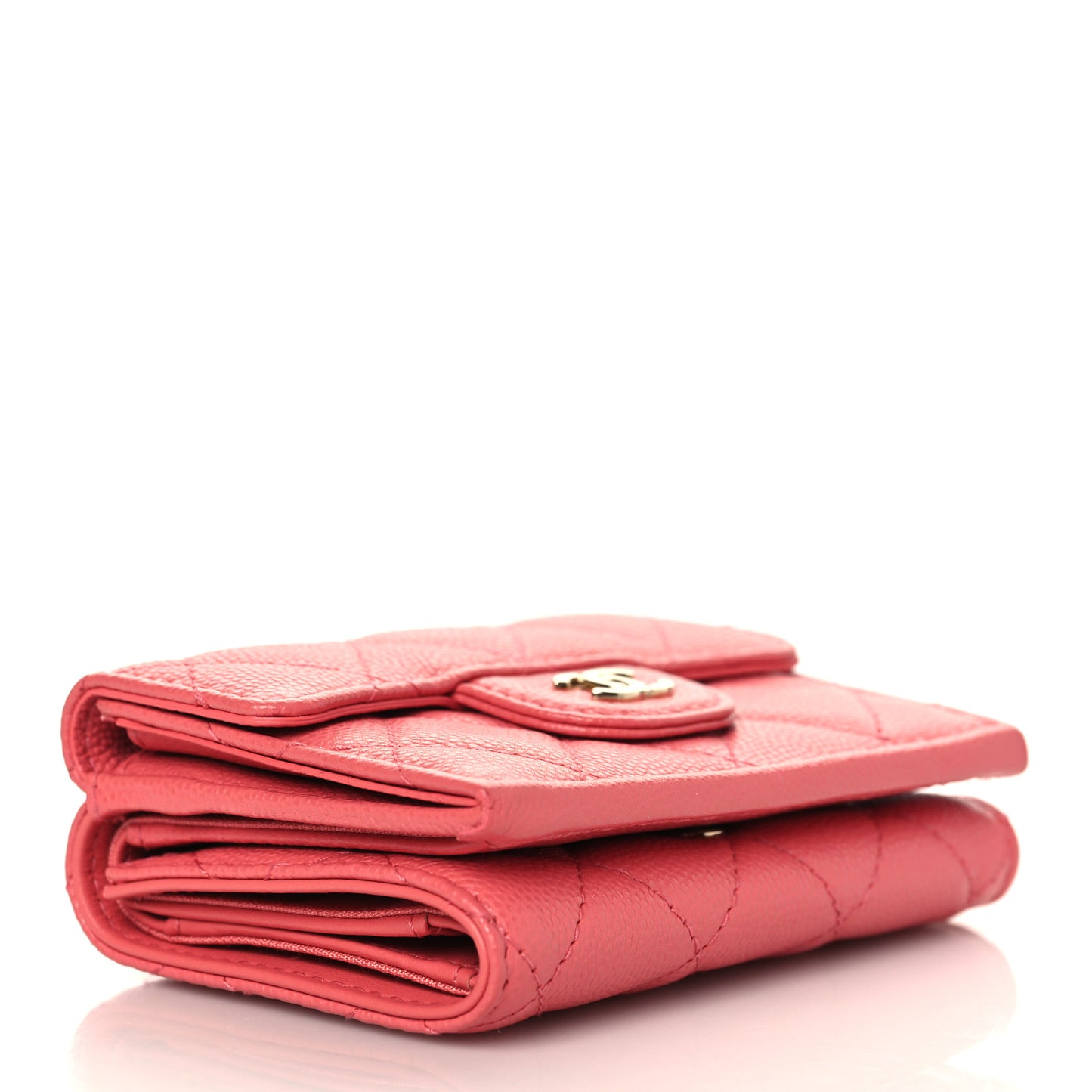 Caviar Quilted Double Flap Wallet Pink