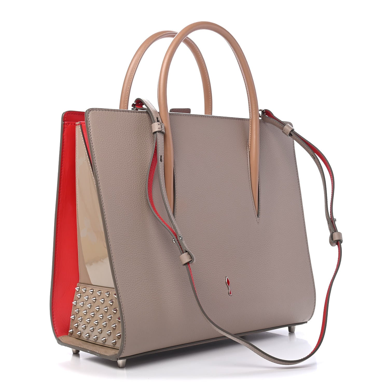 Christian Louboutin Calfskin Patent Studded Large Paloma Cashmere 3 of 8