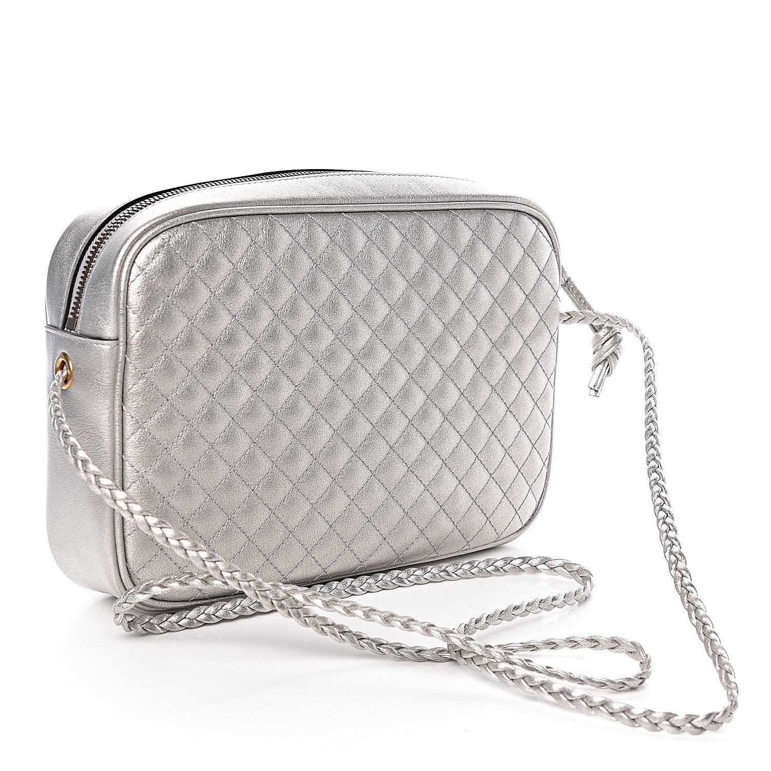 Gucci Laminated Nappa Web Trapuntata Small GG Shoulder Bag Argento 3 of 11