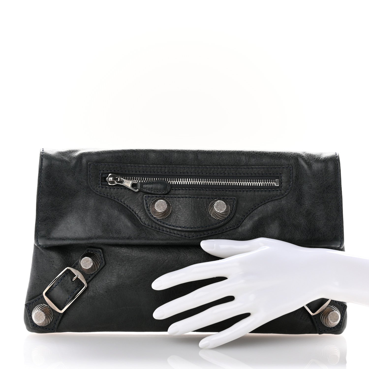 Balenciaga Agneau Giant 21 Silver Hardware Envelope Clutch Anthracite 2 of 8