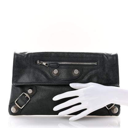 Balenciaga Agneau Giant 21 Silver Hardware Envelope Clutch Anthracite 2 of 8