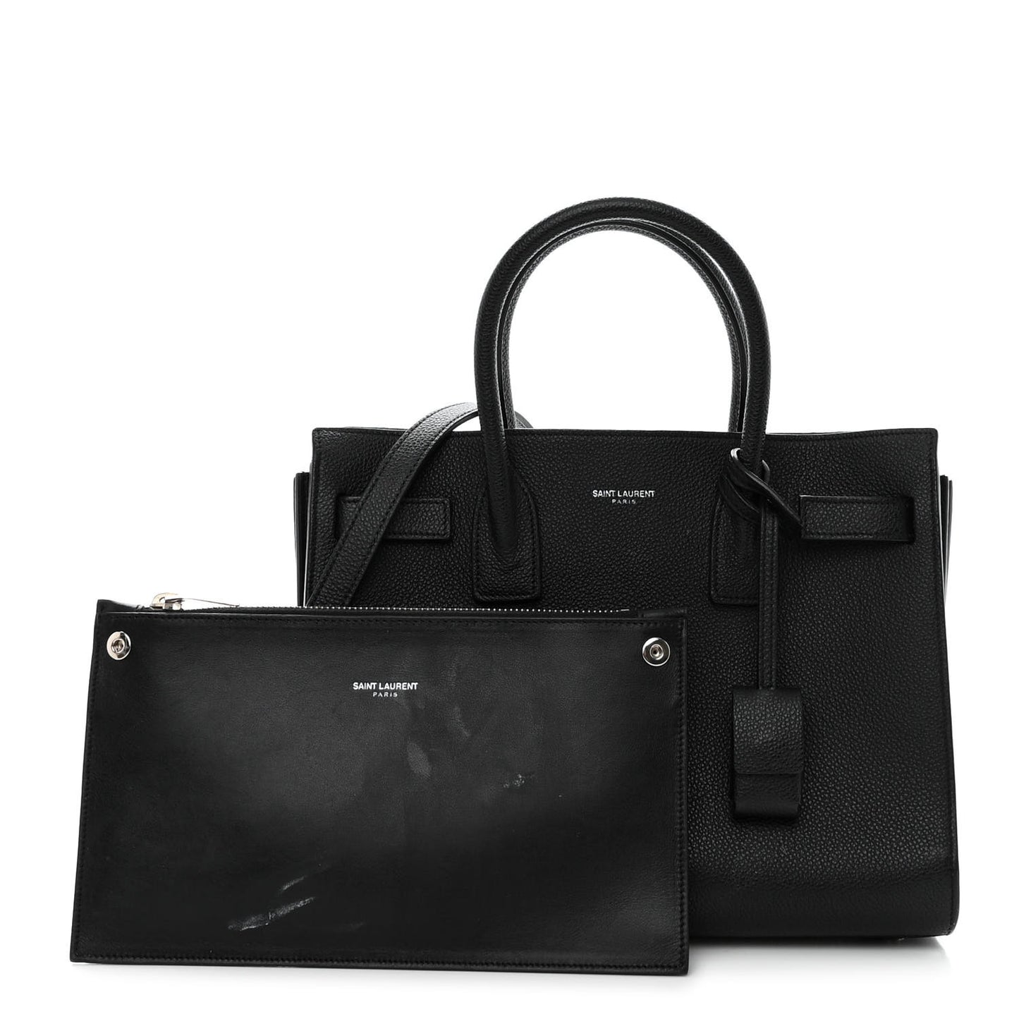 Grained Calfskin Baby Sac De Jour Black