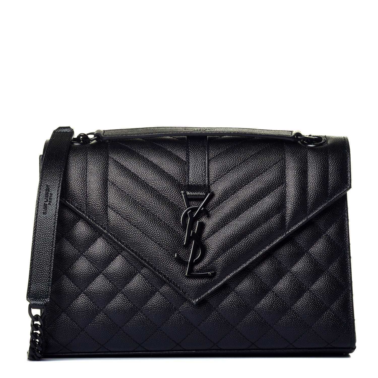 Saint Laurent Grain De Poudre Textured Mixed Matelasse Triquilt Medium Monogram Satchel Black 1 of 8