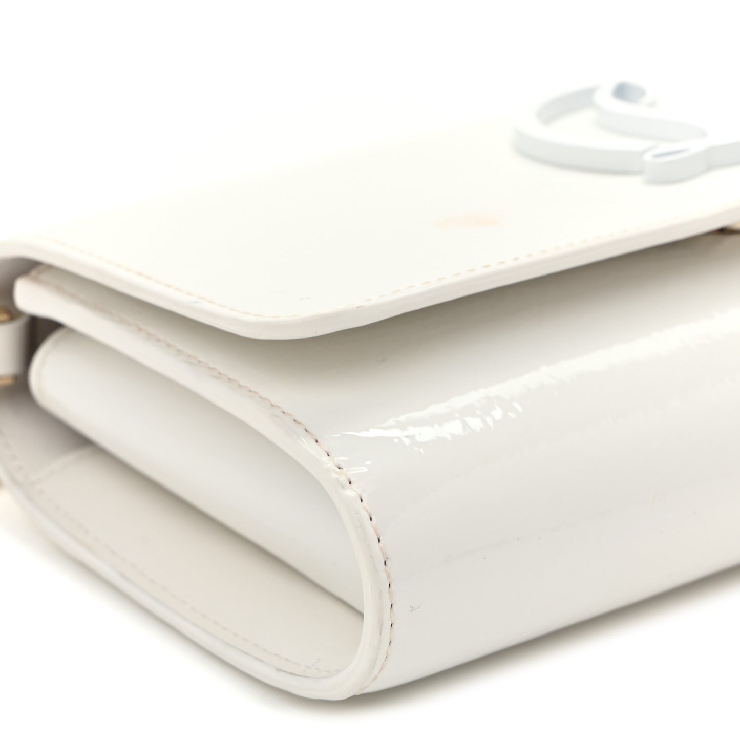 Patent Calfskin By My Side Wallet On Chain White