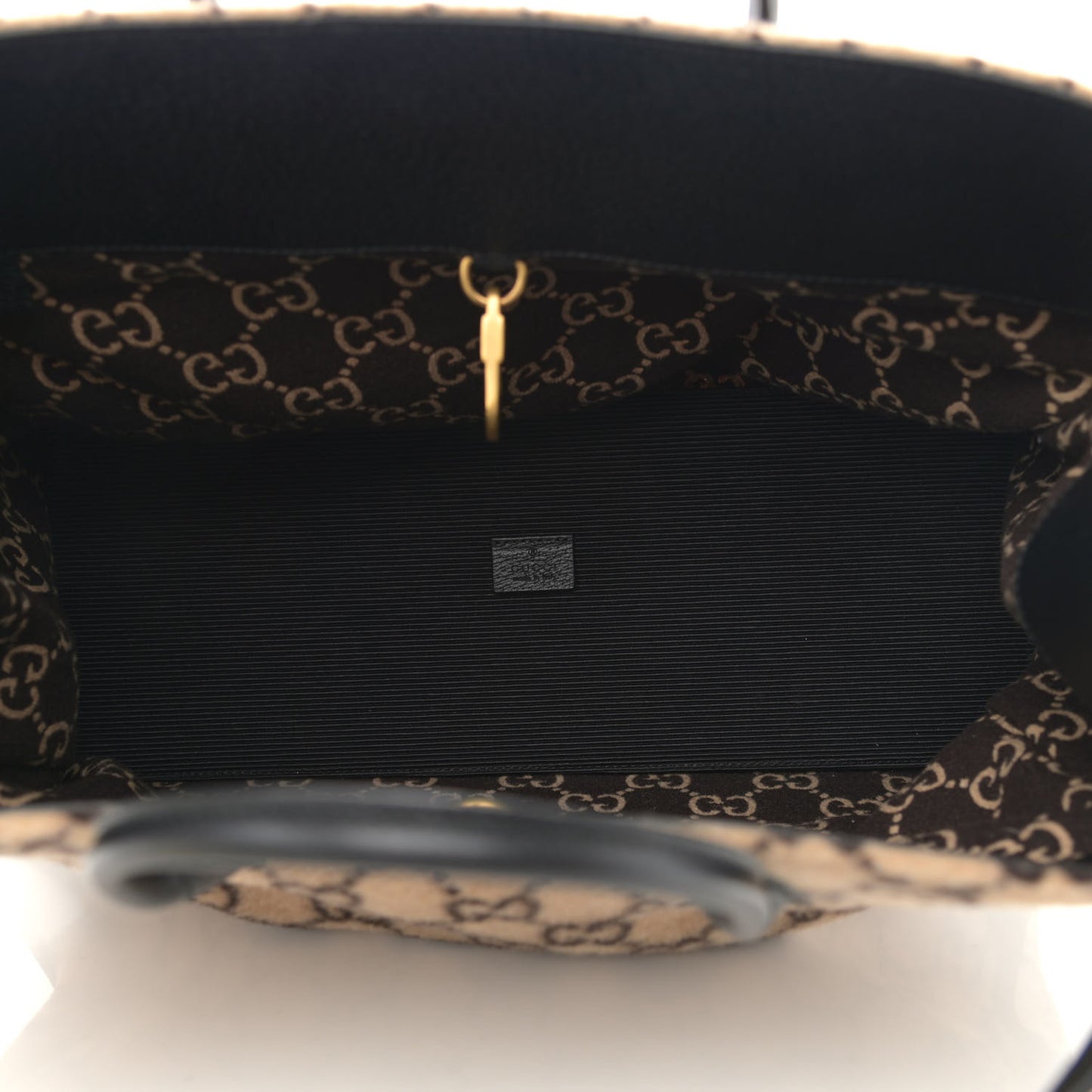 Covered Wool GG Monogram Large Tote Bag Beige Ebony