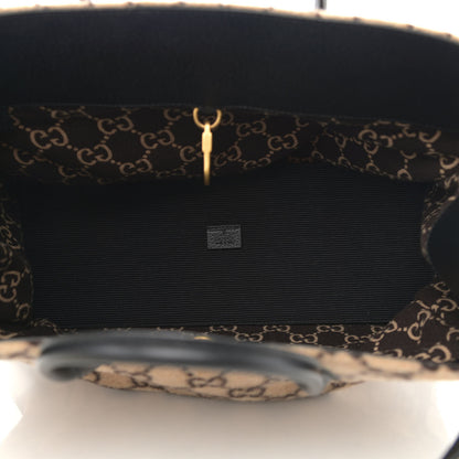 Gucci Covered Wool GG Monogram Large Tote Bag Beige Ebony 5 of 10