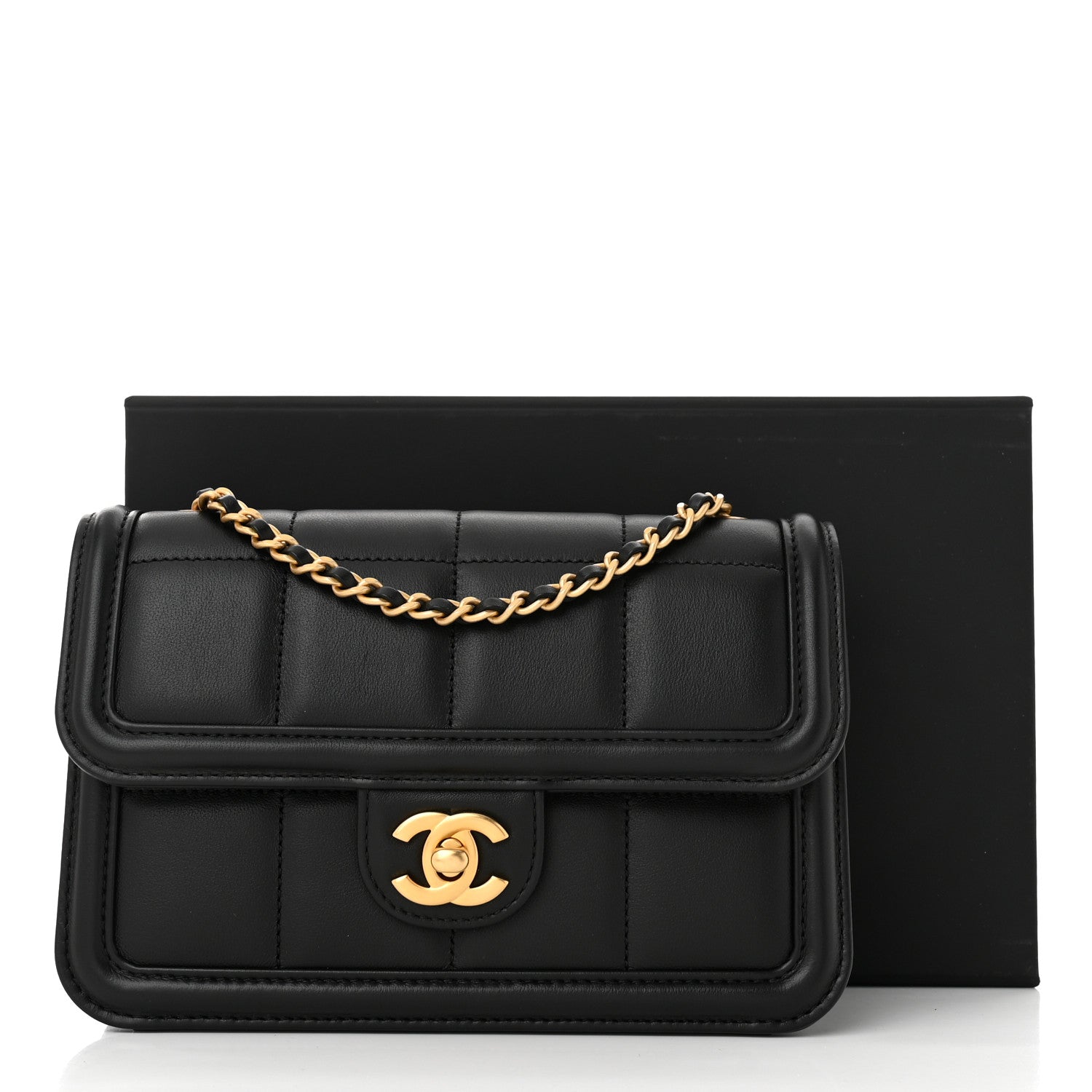 Chanel Lambskin Calfskin Mini Chocolate Bar Flap Bag Black 1637206