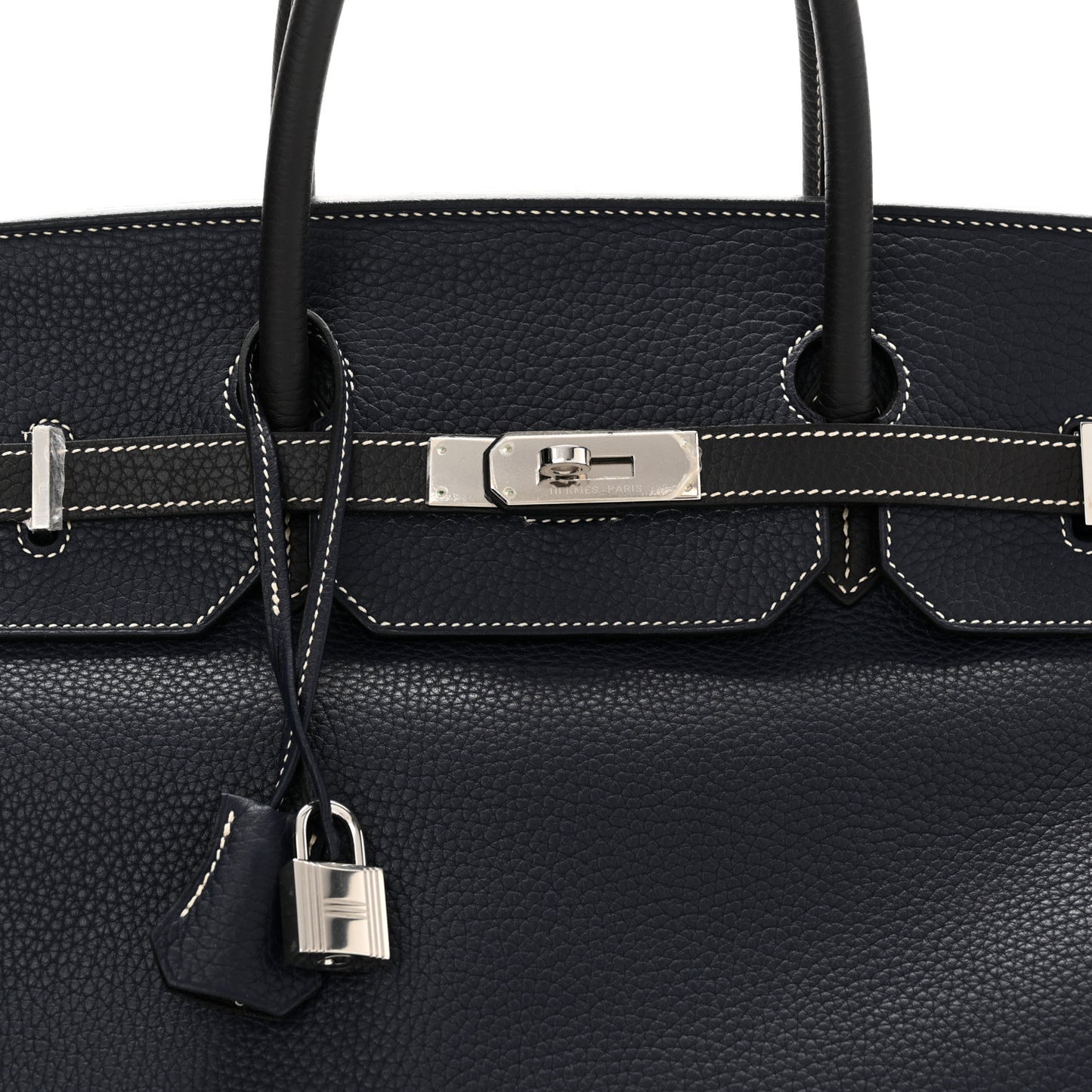 Togo Bi Color Horseshoe Birkin 40 Bleu Nuit Black