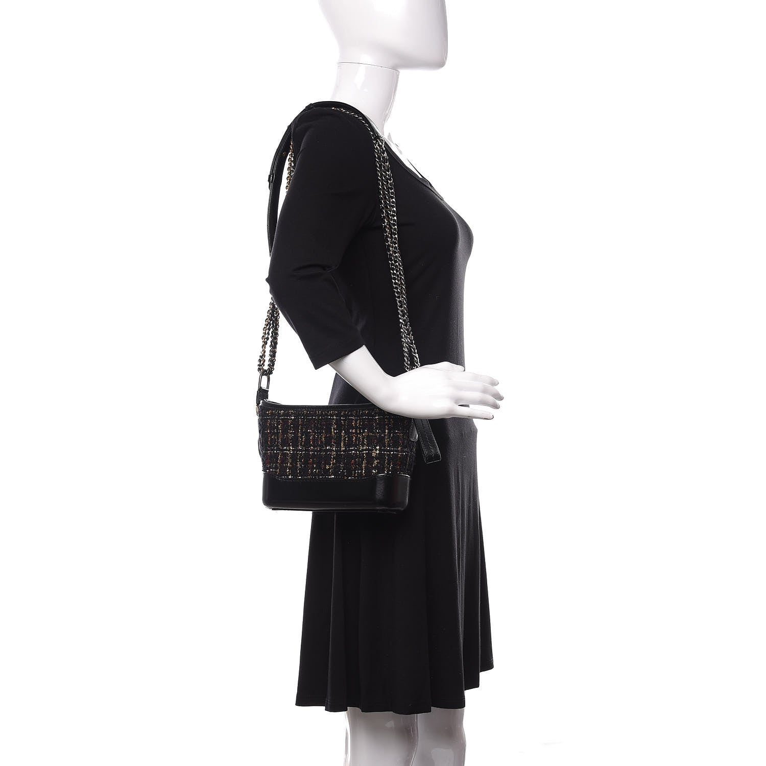 Chanel Tweed Calfskin Small Gabrielle Hobo Black Gold Red Ecru 2 of 11