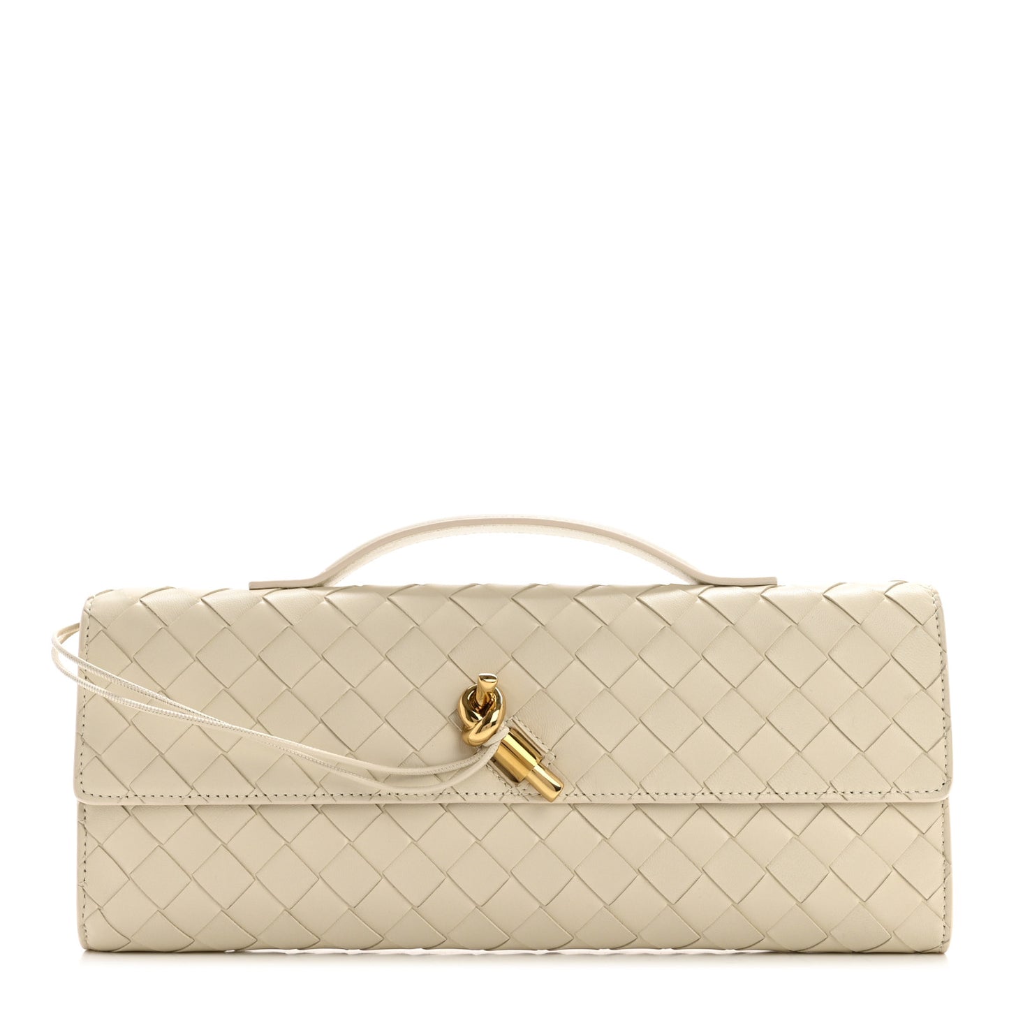 Nappa Intrecciato Long Andiamo Top Handle Clutch Sea Salt