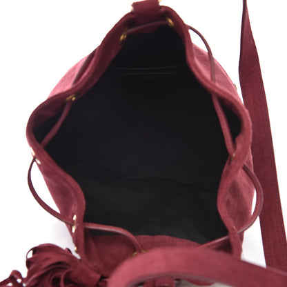 Saint Laurent Suede Small Y Studs Bucket Bag Burgundy 5 of 9