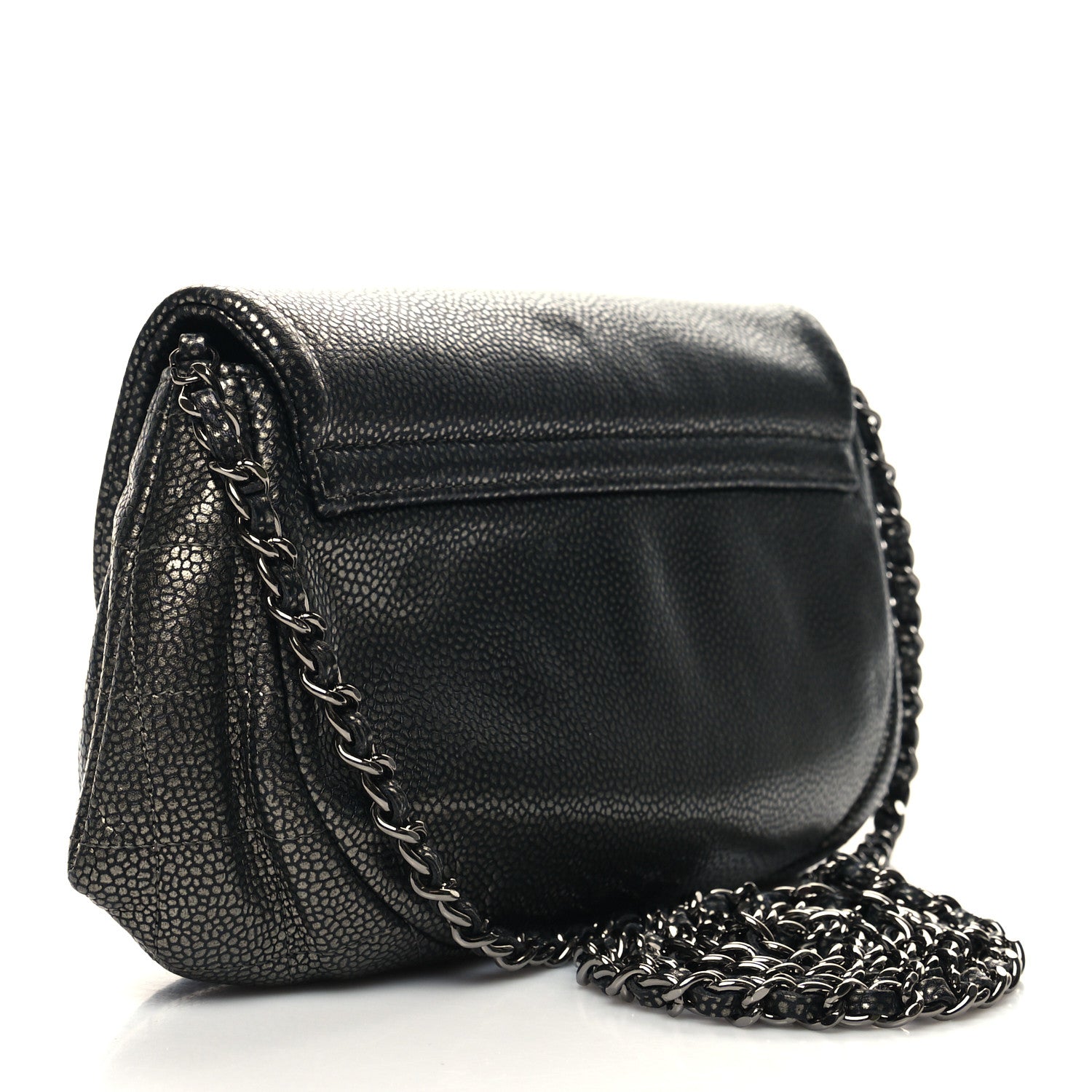 Chanel Metallic Caviar Half Moon Wallet On Chain WOC Bronze 3 of 12