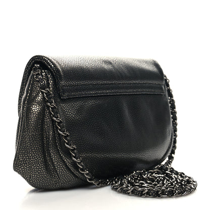 Chanel Metallic Caviar Half Moon Wallet On Chain WOC Bronze 3 of 12