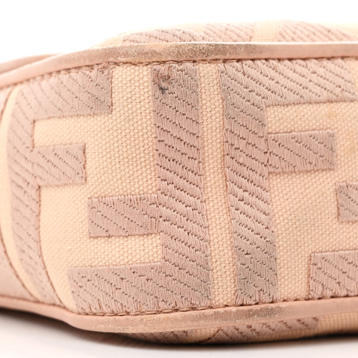 Canvas Vitello King Extra Strap FF Embroidered Baguette Baby Pink