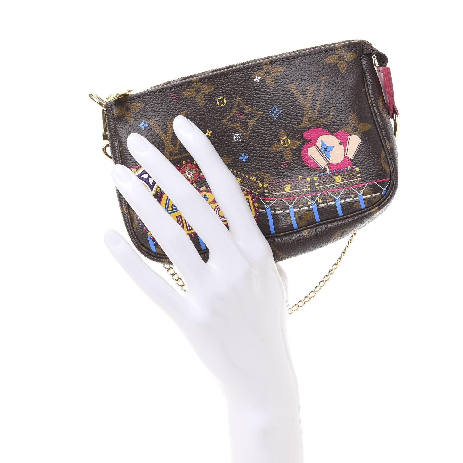 Louis Vuitton Monogram 2020 Christmas Animation Roller Coaster Mini Pochette Accessories Pivoine 2 of 11