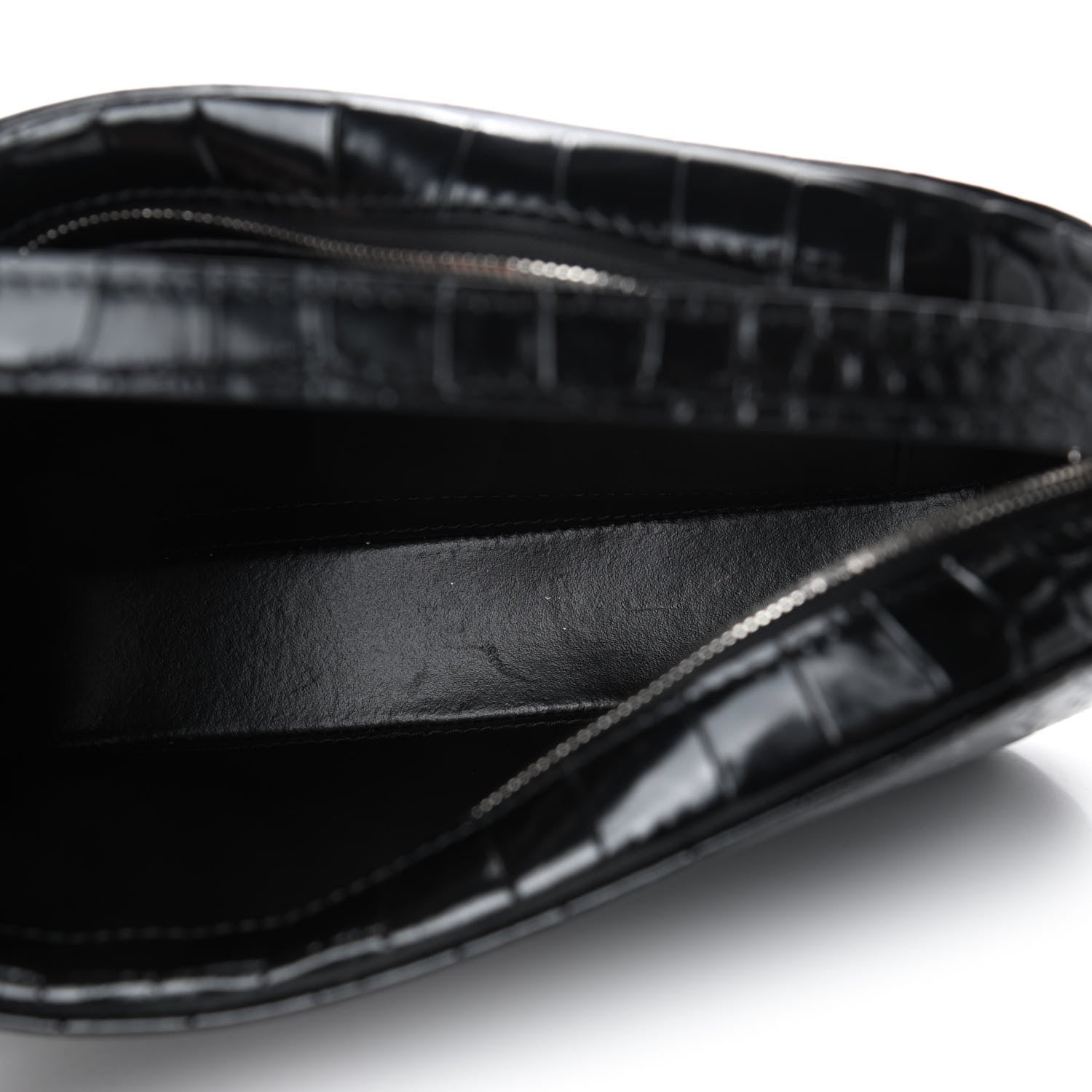 Balenciaga Shiny Calfskin Logo Crocodile Embossed S Everyday Camera Bag with Handle Black 4 of 4
