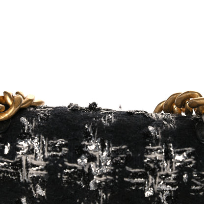 Chanel Tweed Quilted Chanel 19 Wallet On Chain WOC Black Silver Ecru 11 of 13