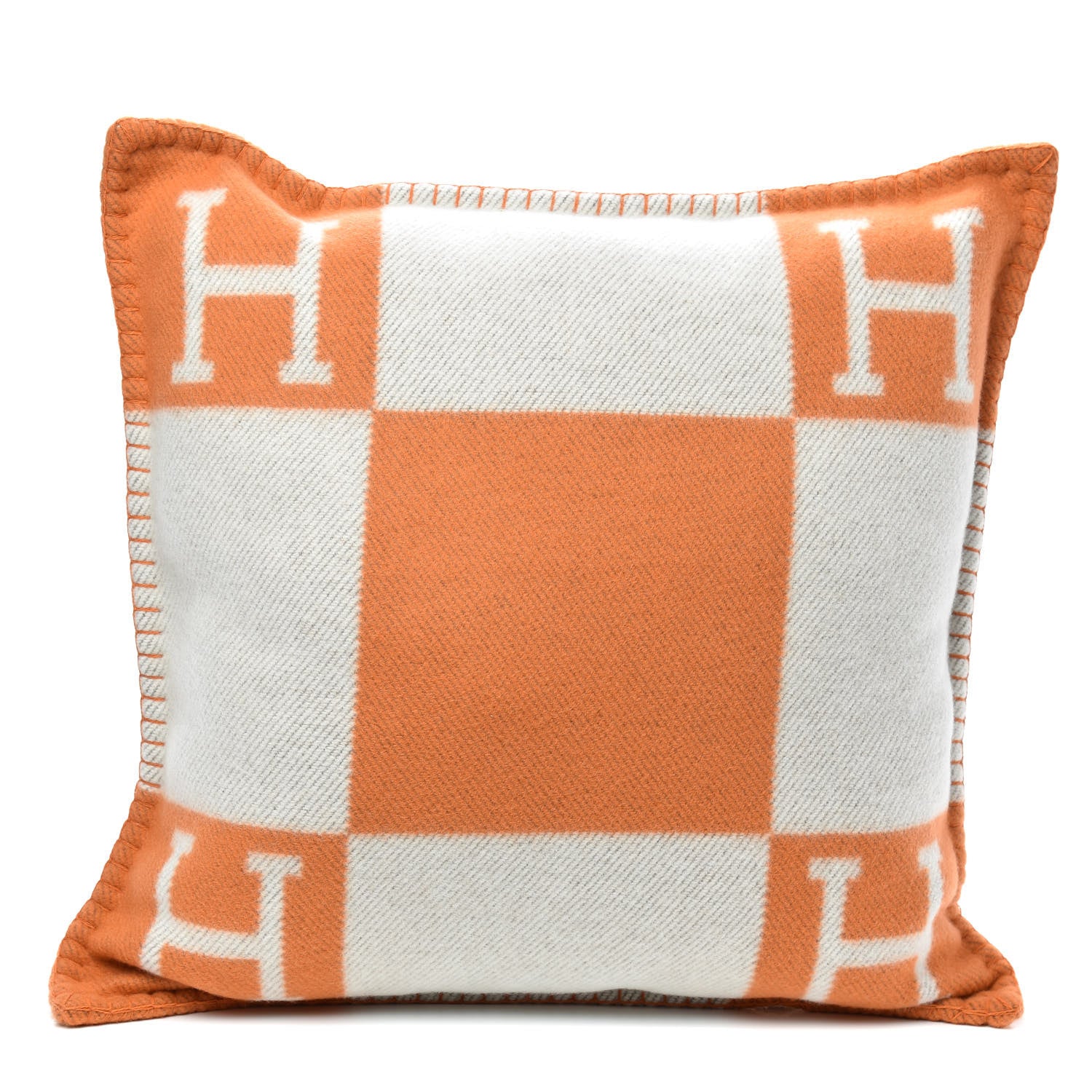 Hermes Wool Cashmere Avalon Pillow PM Ecru Potiron 1 of 3