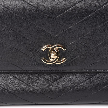 Chanel Grained Calfskin Small Chevron Chic Top Handle Flap Black 10 of 11