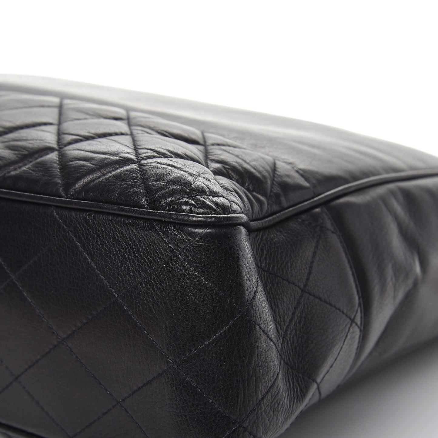 Lambskin Quilted Large Shoulder Bag Black
