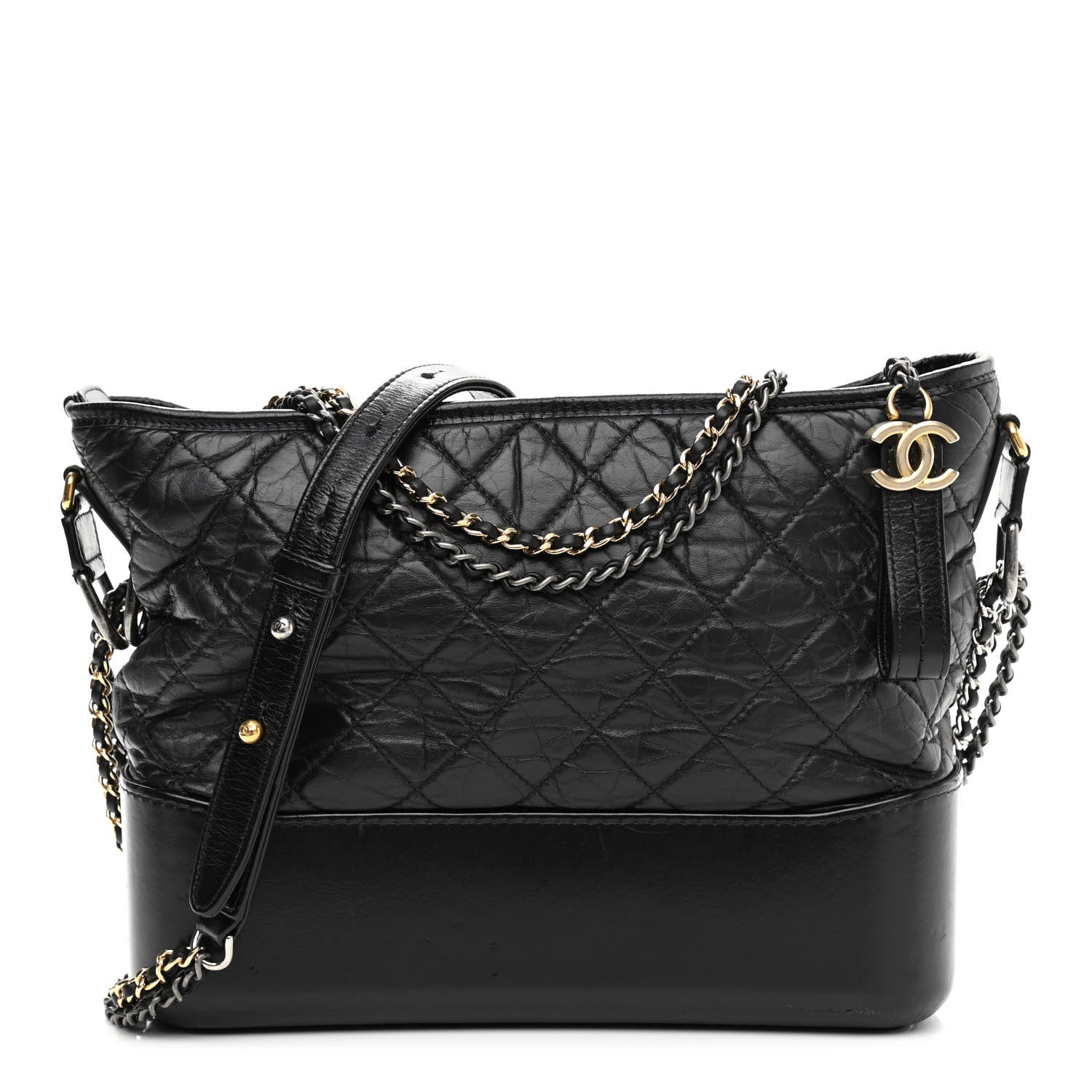 Chanel Aged Calfskin Quilted Medium Gabrielle Hobo Black 1 of 10