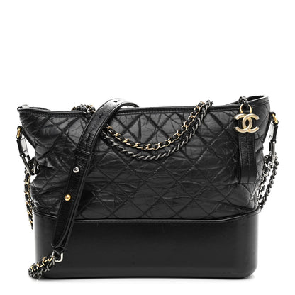 Chanel Aged Calfskin Quilted Medium Gabrielle Hobo Black 1 of 10