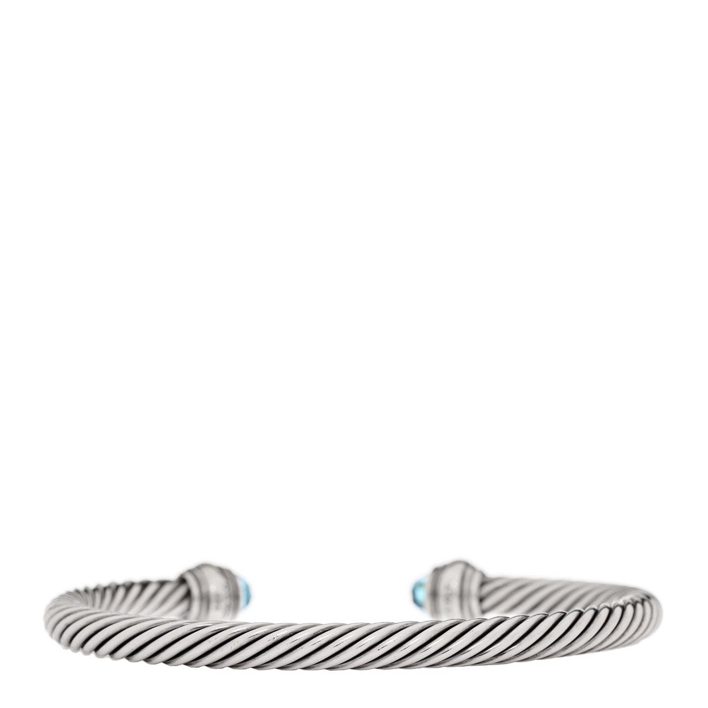 Sterling Silver 14k Yellow Gold Blue Topaz 5mm Cable Classics Bracelet