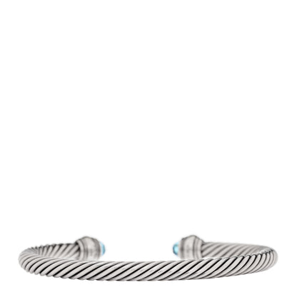 David Yurman Sterling Silver 14k Yellow Gold Blue Topaz 5mm Cable Classics Bracelet 3 of 5