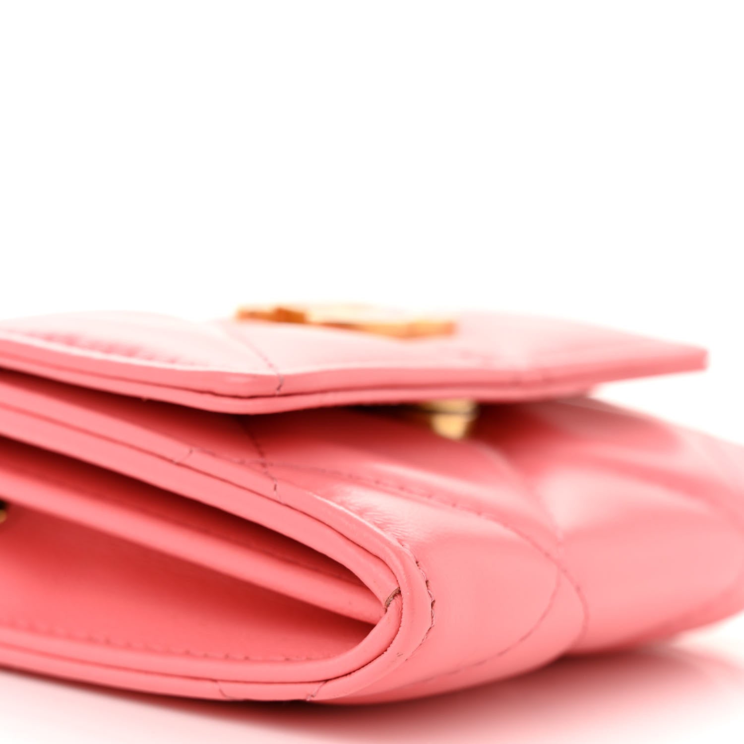 Chanel Lambskin Enamel Quilted Pending CC Card Holder On Chain Pink 10 of 11