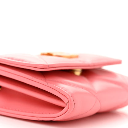 Chanel Lambskin Enamel Quilted Pending CC Card Holder On Chain Pink 10 of 11