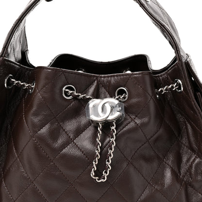 Chanel Shiny Crumpled Calfskin Quilted Small Chanel 25 Handbag Dark Brown 7 of 9