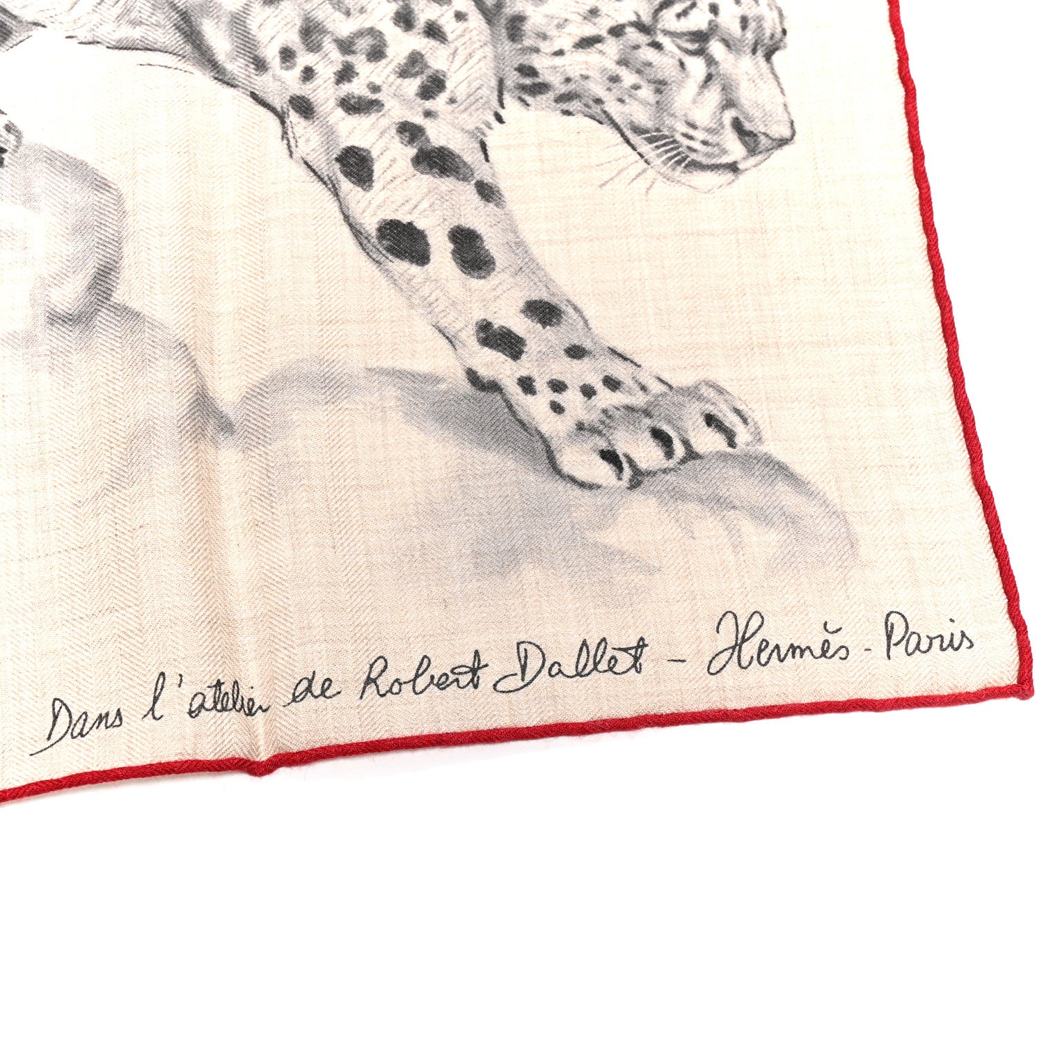 Hermes Cashmere Silk Dans L'atelier de Robert Dallet Shawl 140 Naturel Anthracite Gris 2 of 4