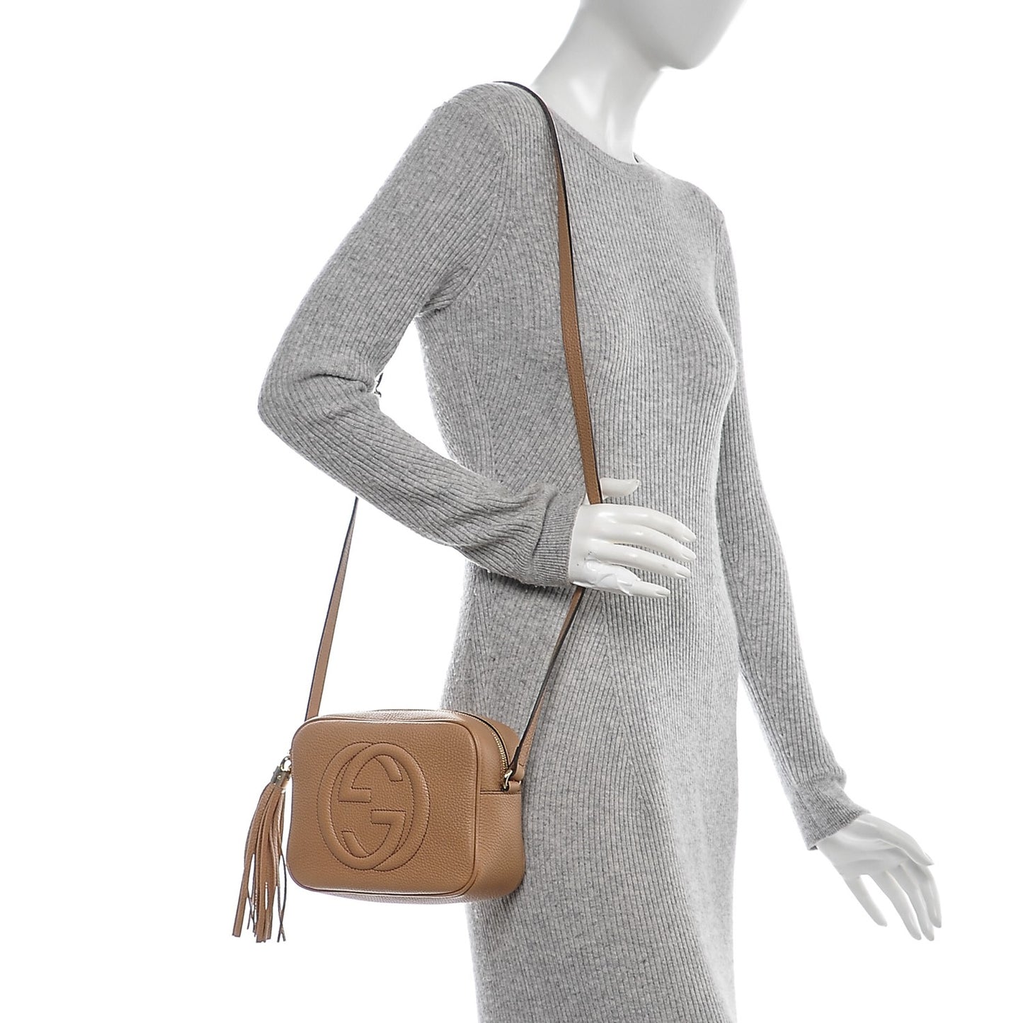 Pebbled Calfskin Small Soho Disco Bag Rose Beige