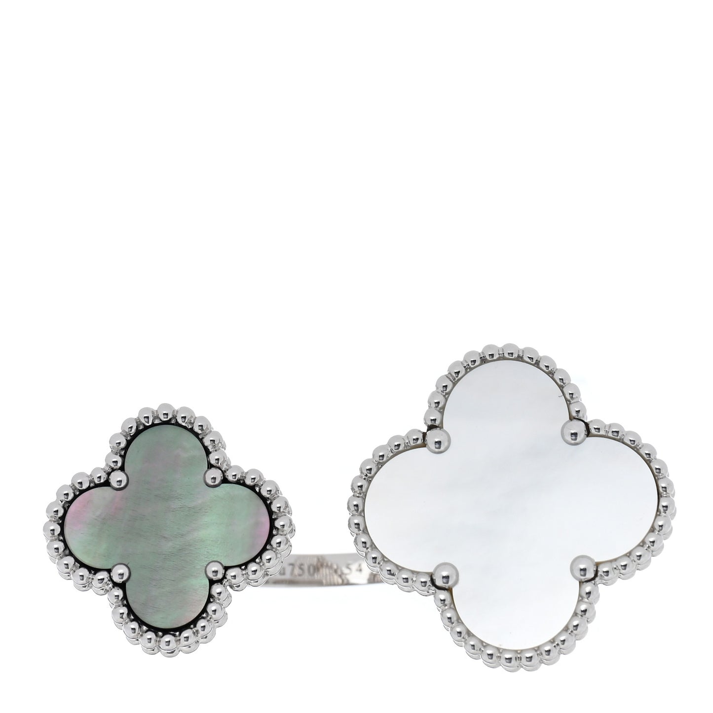18K White Gold Mother of Pearl Magic Alhambra Between the Finger Ring 54 6.75