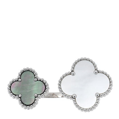 Van Cleef & Arpels 18K White Gold Mother of Pearl Magic Alhambra Between the Finger Ring 54 6.75 1 of 5