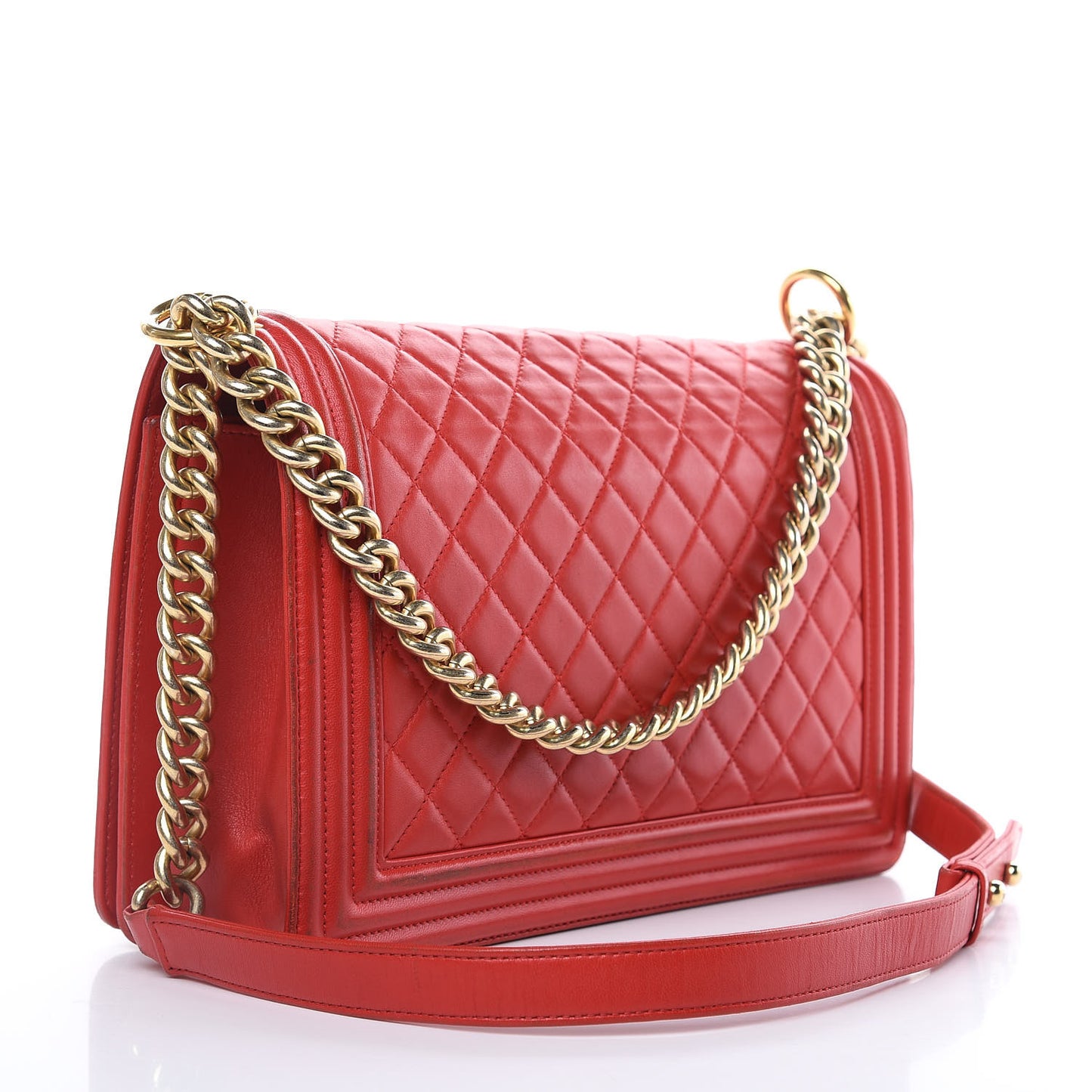 Lambskin Quilted New Medium Boy Flap Red