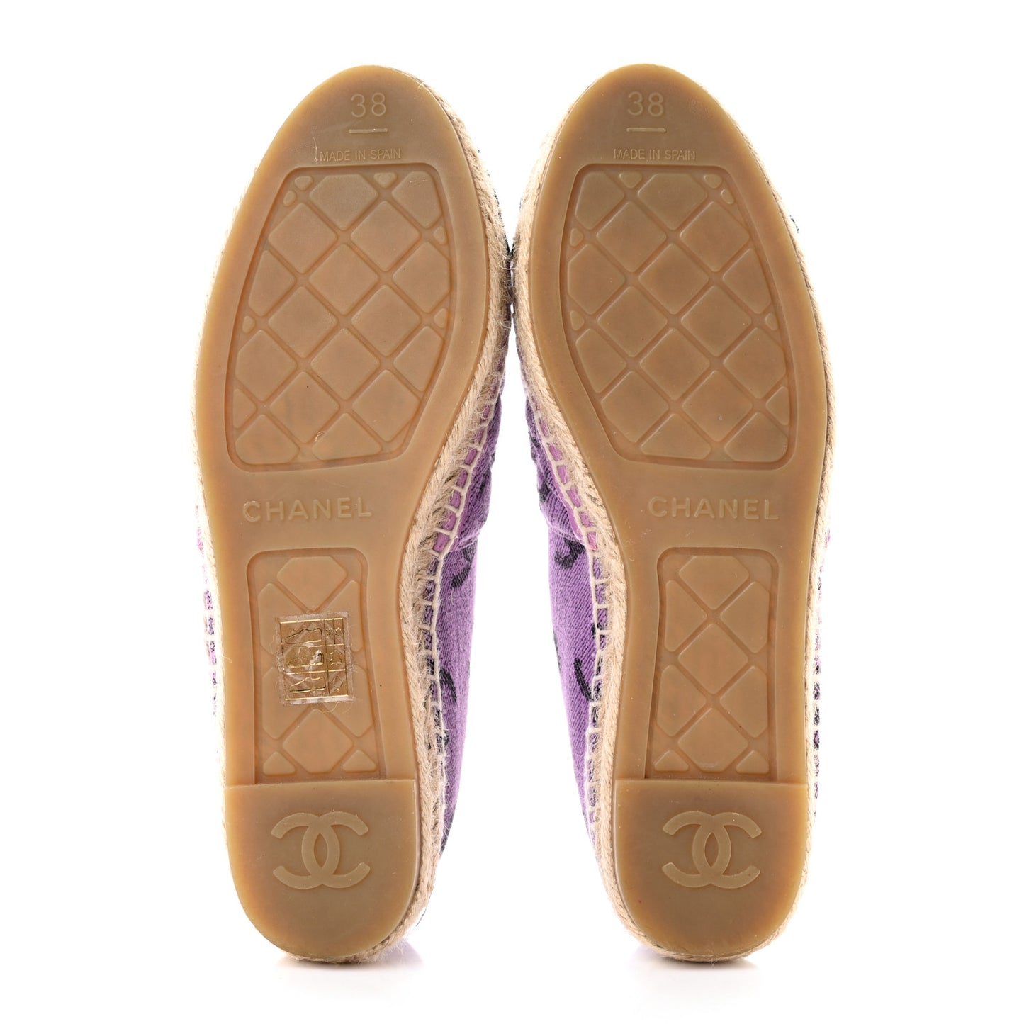 Cotton Jacquard Grosgrain CC Print Espadrilles 38 Purple Black