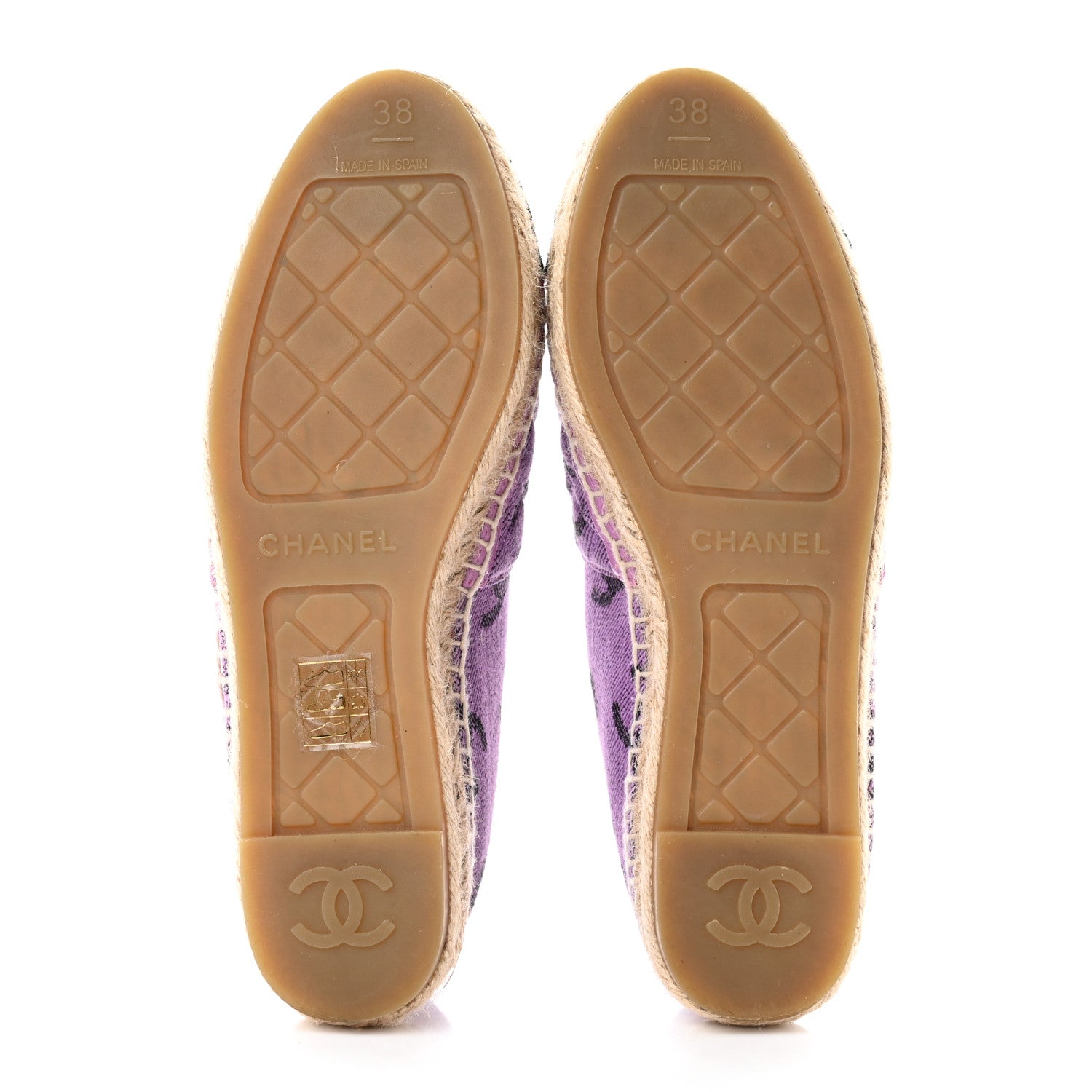 Chanel Cotton Jacquard Grosgrain CC Print Espadrilles 38 Purple Black 5 of 11