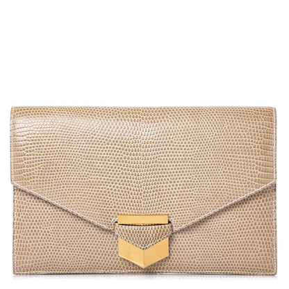 Hermes Lizard Pan Clutch Ficelle 1 of 12