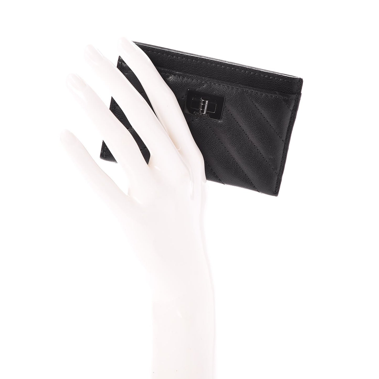 Sheepskin Chevron Quilted Reissue Card Holder So Black