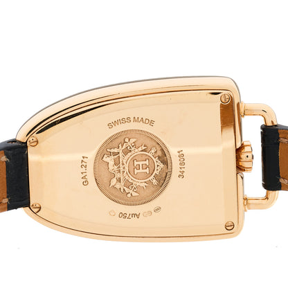 Hermes 18K Rose Gold Alligator Diamond Bezel 26mm Galop Quartz Watch Noir 4 of 4
