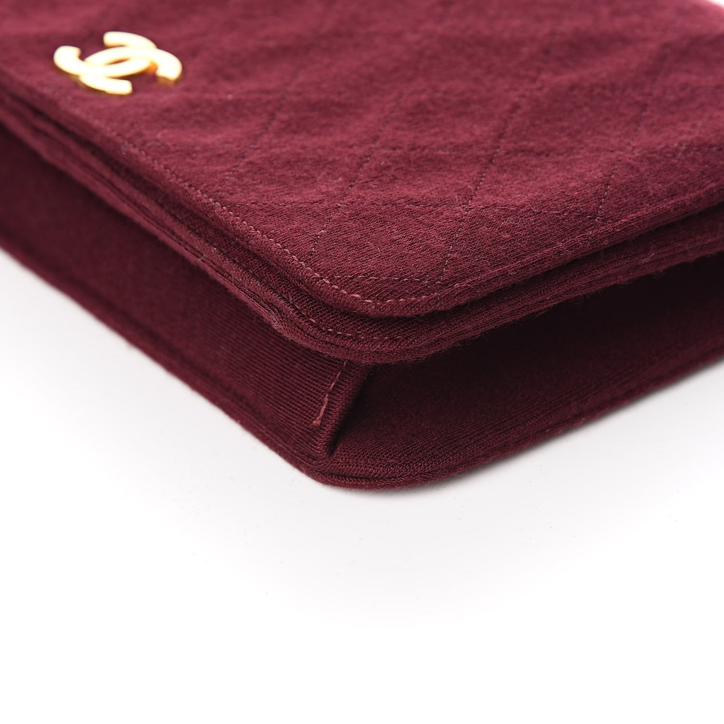 Jersey Quilted Small Single Flap Dark Red