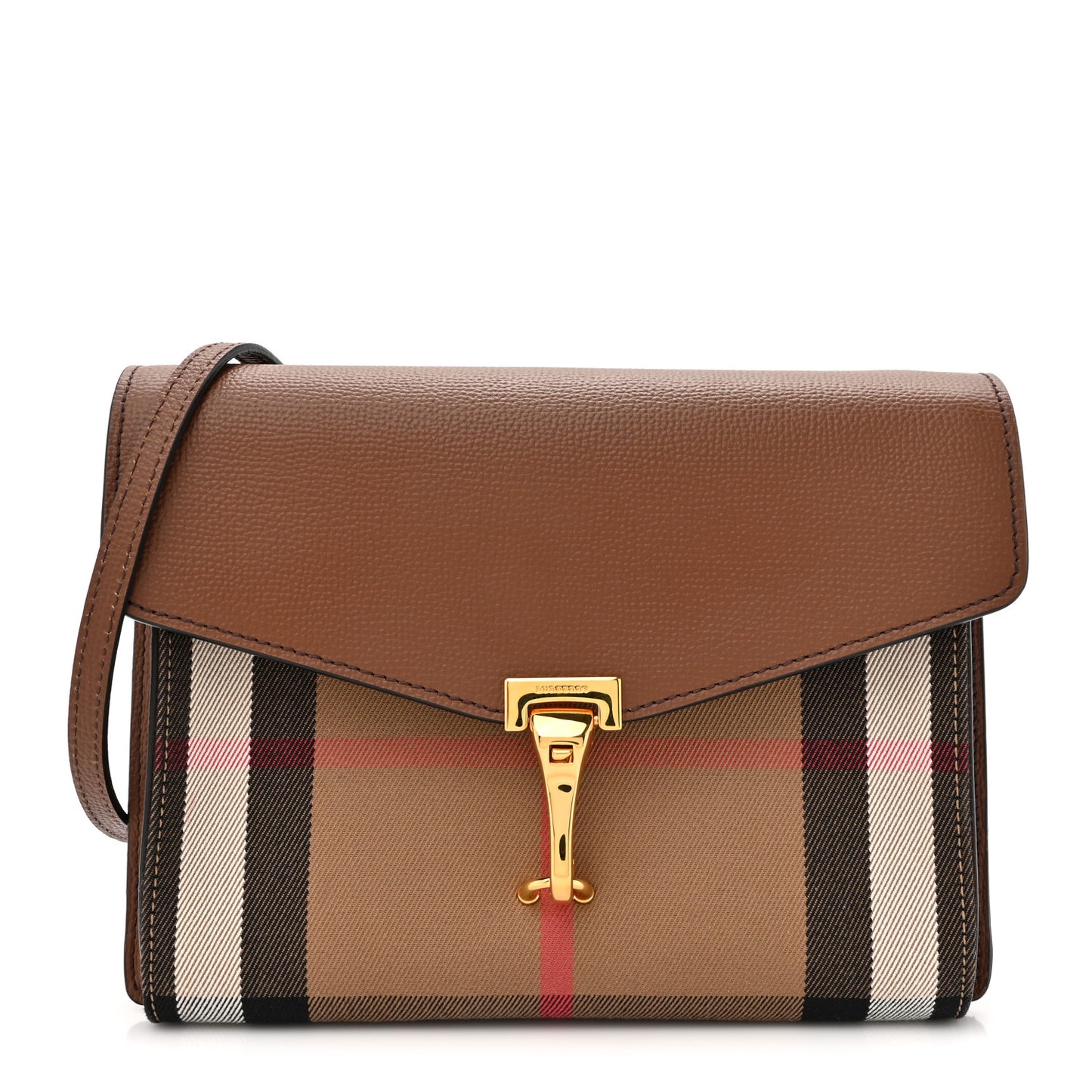 Derby Calfskin House Check Small Macken Crossbody Bag Tan