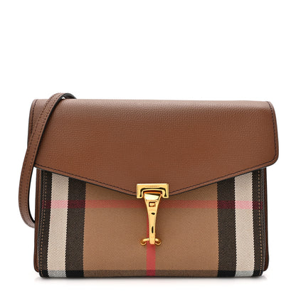 Burberry Derby Calfskin House Check Small Macken Crossbody Bag Tan 1 of 10