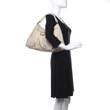 Gucci Guccissima Large D Gold Ring Hobo Off White 2 of 10
